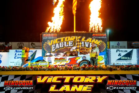 GASPERINI GALLOPS TO $1,000 EAGLE RIVER PAYDAY - KESLIE RICHARDS 1ST LADY IMCA STOCK CAR WINNER